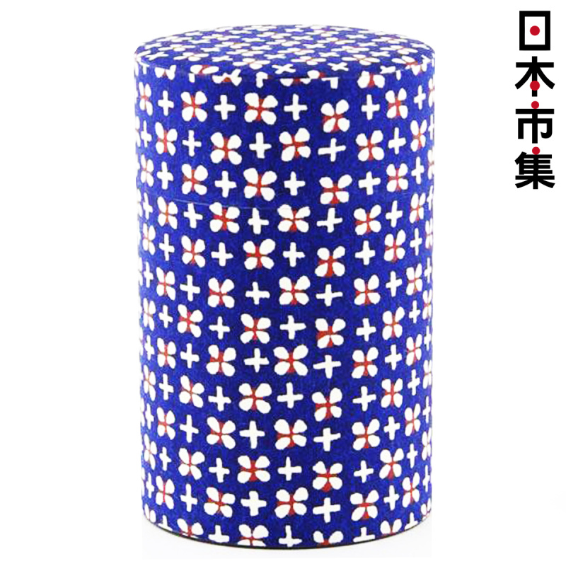 日本 傳統和紙 日本製 藍底白花 防潮茶葉罐【市集世界 - 日本市集】