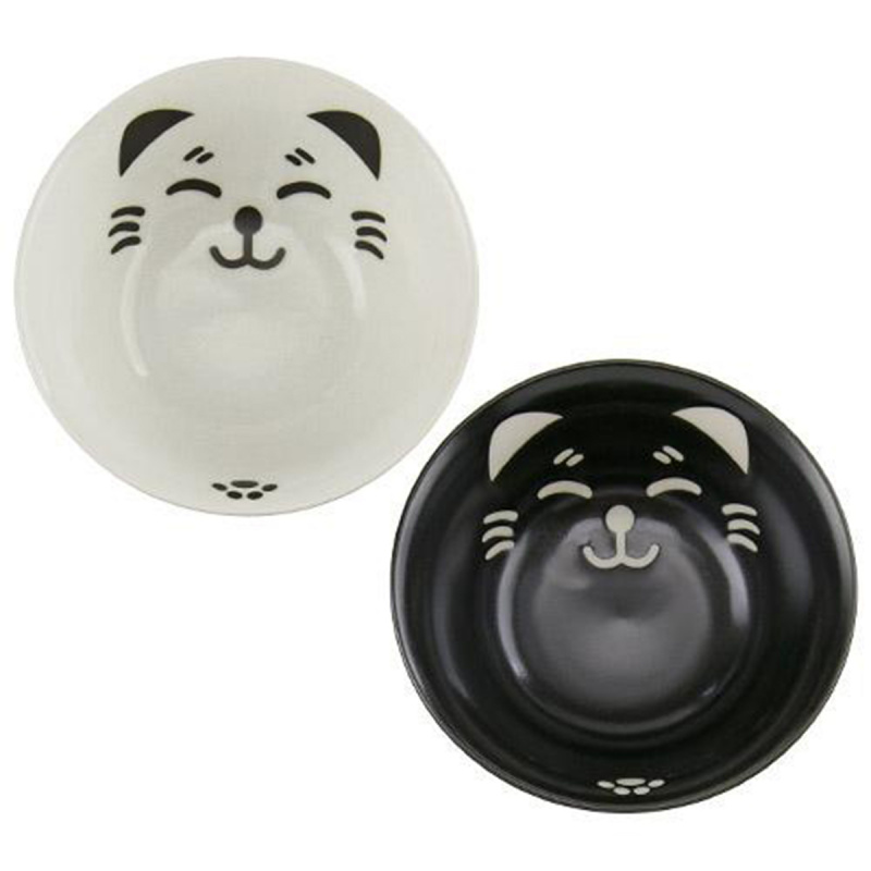 日本 貓雜貨 美濃燒 日本製 黑白 對裝瓷碗連木筷子 禮盒 禮盒套裝【市集世界 - 日本市集】