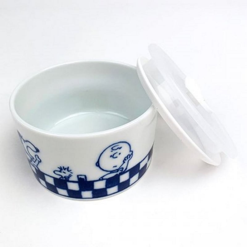 日版Snoopy 史努比家族 藍印系列 日本製 3件密實陶瓷罐食物盒 禮盒套裝 (328)【市集世界 - 日本市集】