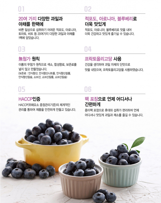 韓國erom 20種蔬菜水果 葡萄野莓味 營養果汁飲品 190ml (4件裝)【市集世界 - 韓國市集】