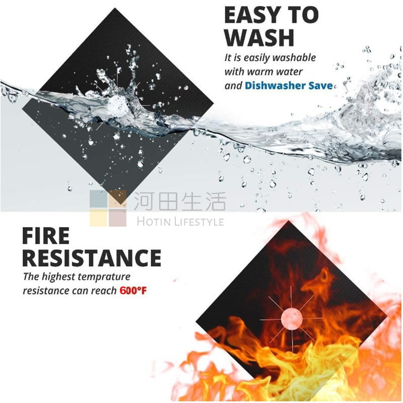 4pcs-Gas Range Stove Top Burner Protector Reusable Non-stick Cover Liner Clean Cook