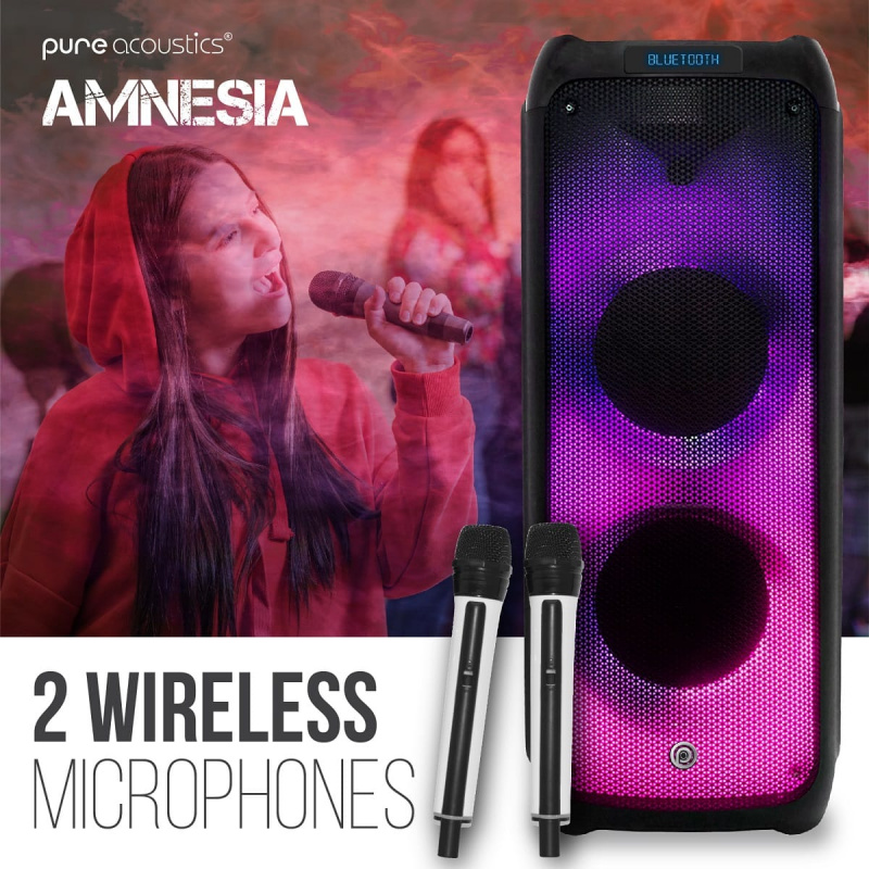 Pure Acoustics Amnesia 藍牙充電多功能RGB喇叭 [連2支無線咪]