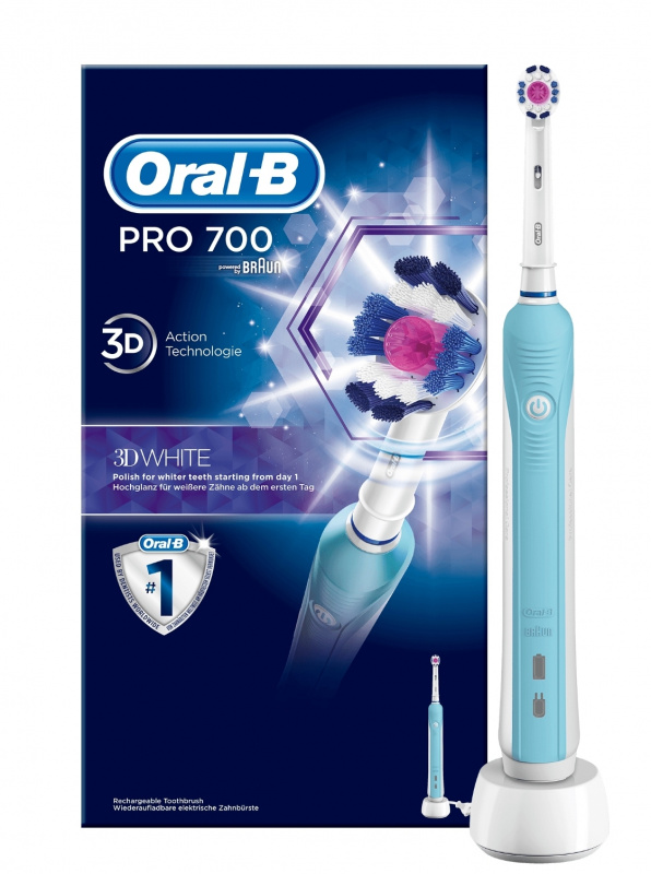 Oral-B Pro 700 3D美白3種潔淨模式電動牙刷 (Price優惠價另送4支刷頭)