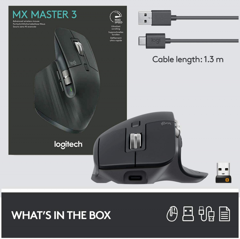 Logitech MX Master 3 高階無線滑鼠 (石墨灰)