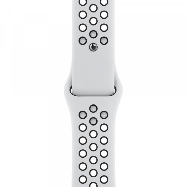 Apple Watch 44MM Nike 運動錶帶 [純銀白色配黑色] (MX8F2FE/A)