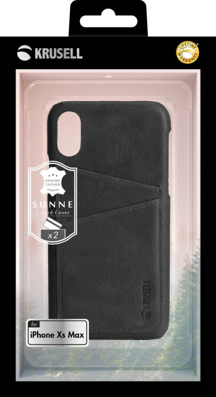 Krusell Sunne Cover iPhone XS Max真皮皮套 復古黑色 - vintage Black (KSE-61504)