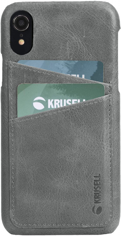 Krusell Sunne 2 Card Cover For Apple iPhone XR 真皮皮套 復古灰色 - (KSE-61471)