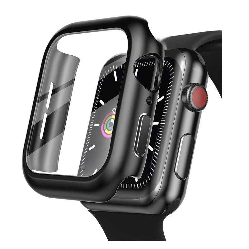 ALOK (2個裝) Apple Watch Series 7 45/41mm 蘋果智能手錶2合1鋼化玻璃保護膜連保護殼