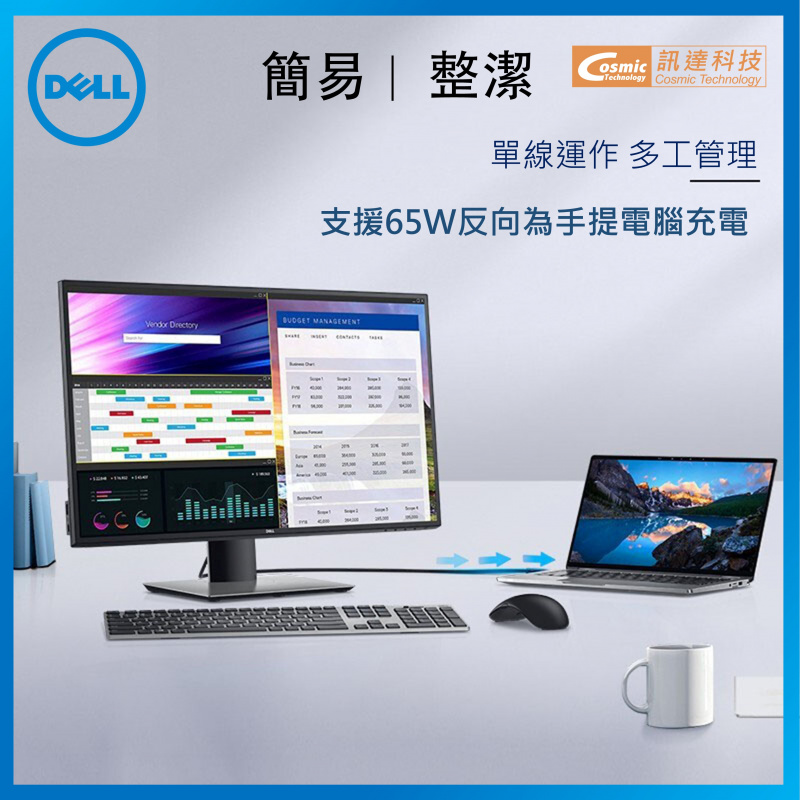 Dell P2422HE Professional 24吋電腦顯示器(USB-C 65W/99%sRGB/IPS/高低升降旋轉腳架)