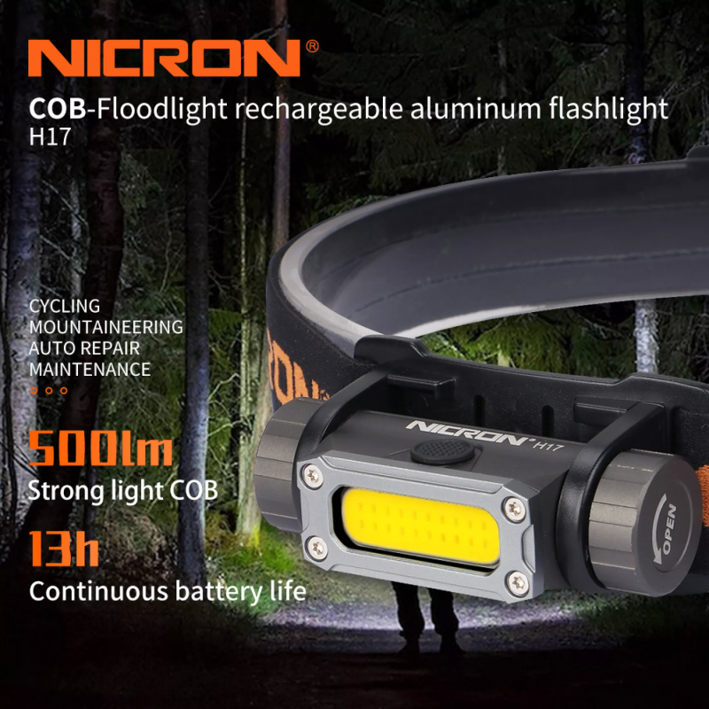 Nicron H17 COB 500lm Type-C 14500 頭燈