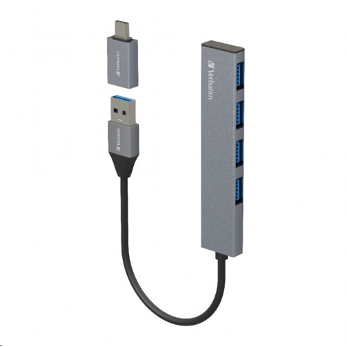 VERBATIM 4 PORT USB 2.0 USB-A HUB WITH TYPE C ADAPTOR(66753)【香港行貨保養】
