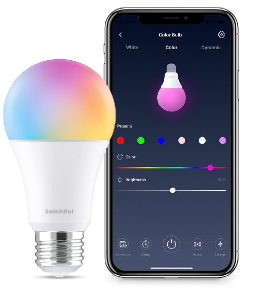 SwitchBot Color Bulb E27 10W WiFi/藍牙 智能彩光/黃白智能燈膽