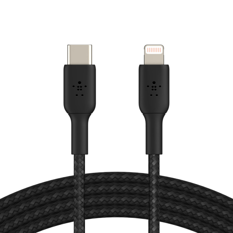 Belkin BOOST↑CHARGE Braided USB-C to Lightning Cable (1M) - Black CAA004bt1MBK