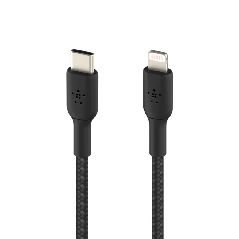 Belkin BOOST↑CHARGE Braided USB-C to Lightning Cable (1M) - Black CAA004bt1MBK
