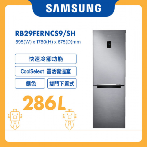 Samsung 雙門雪櫃 286L [銀色] [RB29FERNCS9/SH]