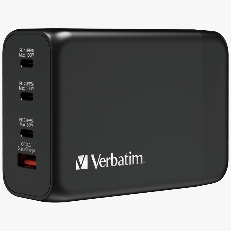 Verbatim 4 Port GAN PD3.0 200W 3 PD & 1 QC3.0 USB桌上充電器 (66704)