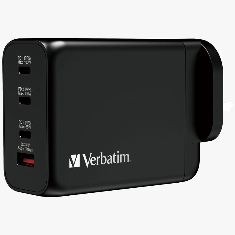 Verbatim 4 Port GAN PD3.0 200W PD & QC3.0 USB牆插充電器 (66703)