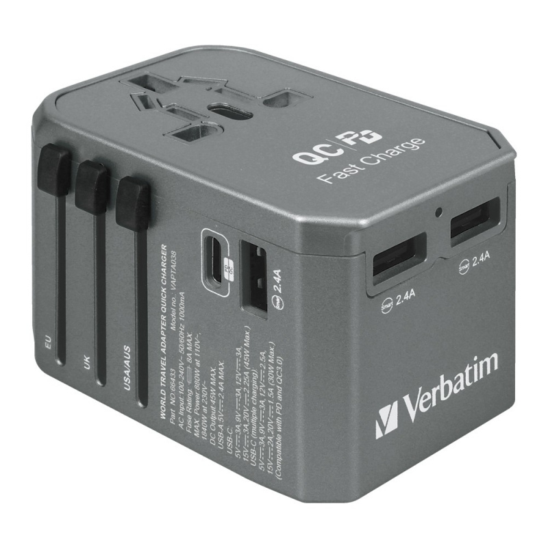 VERBATIM 4 Ports QC/PD旅行充電器 - 45W
