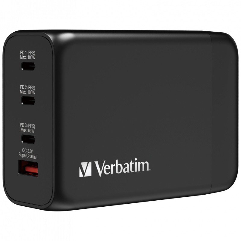 Verbatim 4端口 200W PD 3.0 & QC 3.0GaN 充電器