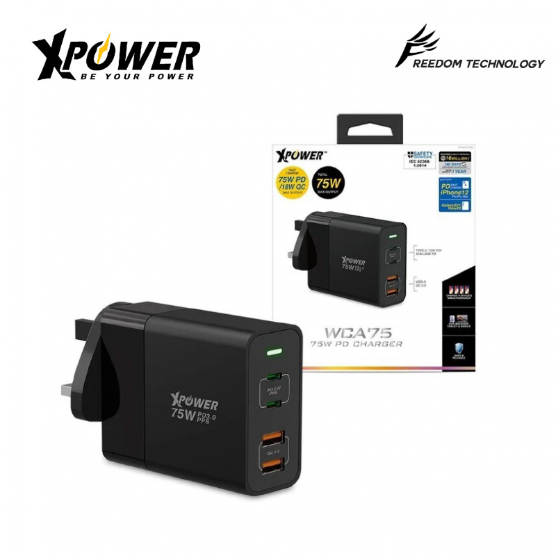 XPower WCA75 75W PD 3.0/PPS/QC 3.0充電器
