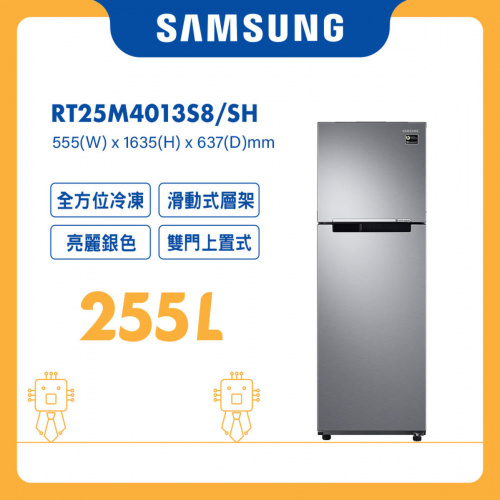 Samsung 雙門雪櫃 255L (亮麗銀色) [RT25M4013S8/SH]