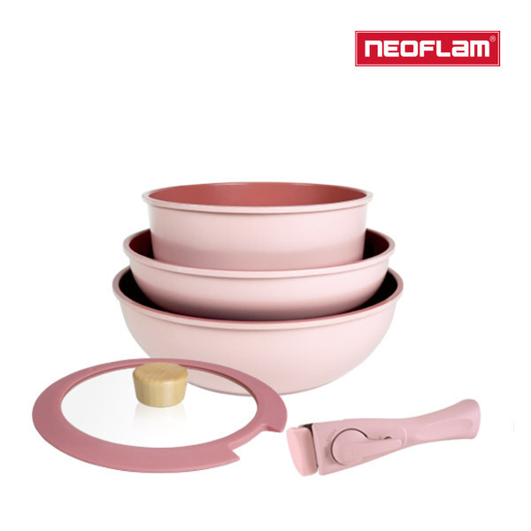 Neoflam - Fika Midas+ 陶瓷塗層廚具7件套裝 - 粉紅色 (適用於電磁爐)