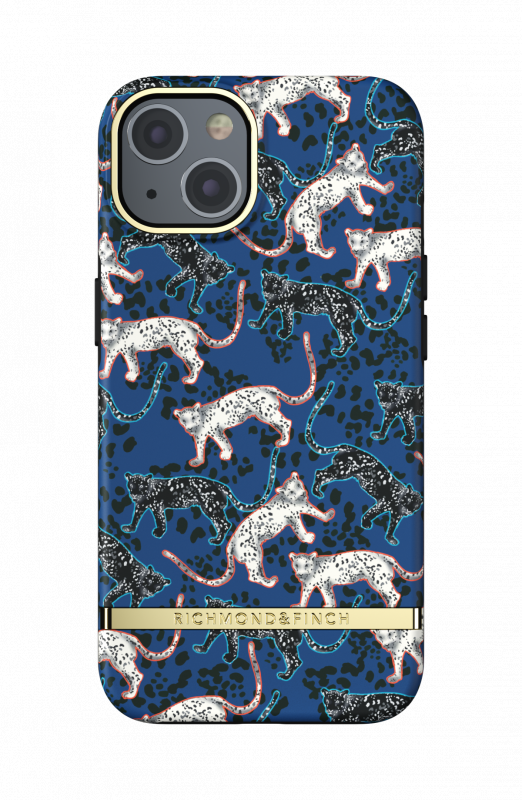Richmond & Finch iPhone 13 case手機保護殼 - 湛藍獵豹 BLUE LEOPARD - GOLD DETAILS (47042)