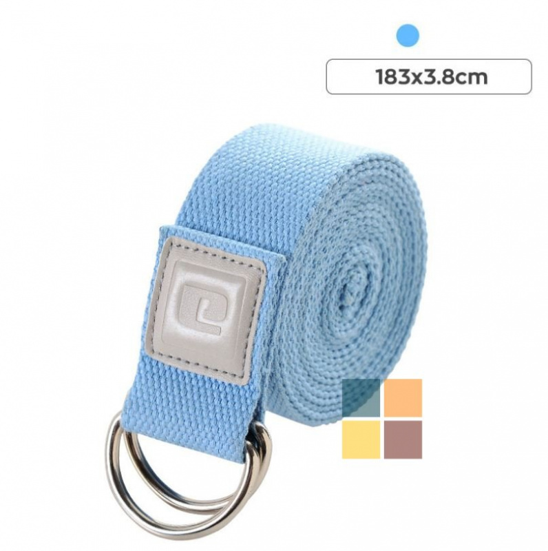 瑜伽帶 -加厚D型環扣強力拉力瑜伽帶 183cm - 粉藍色