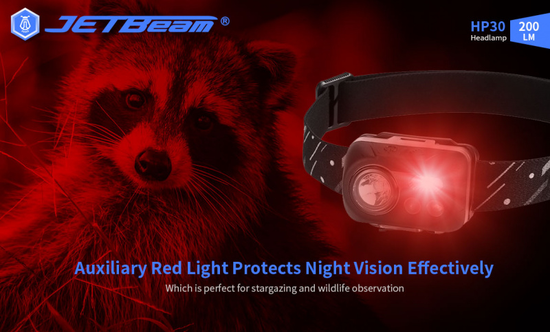 JETBeam HP30 USB充電 感應 白光+紅光 頭燈