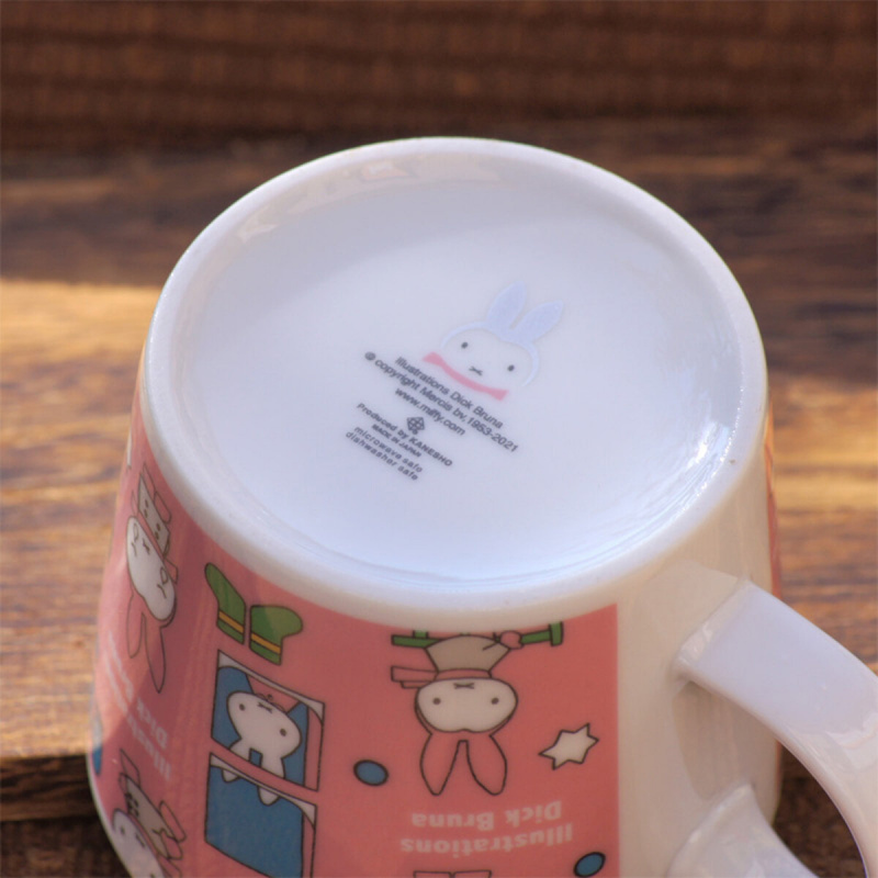 日版Miffy 粉色系列 粉紅色底滑雪旅行Miffy 有耳杯 (398)【市集世界 - 日本市集】