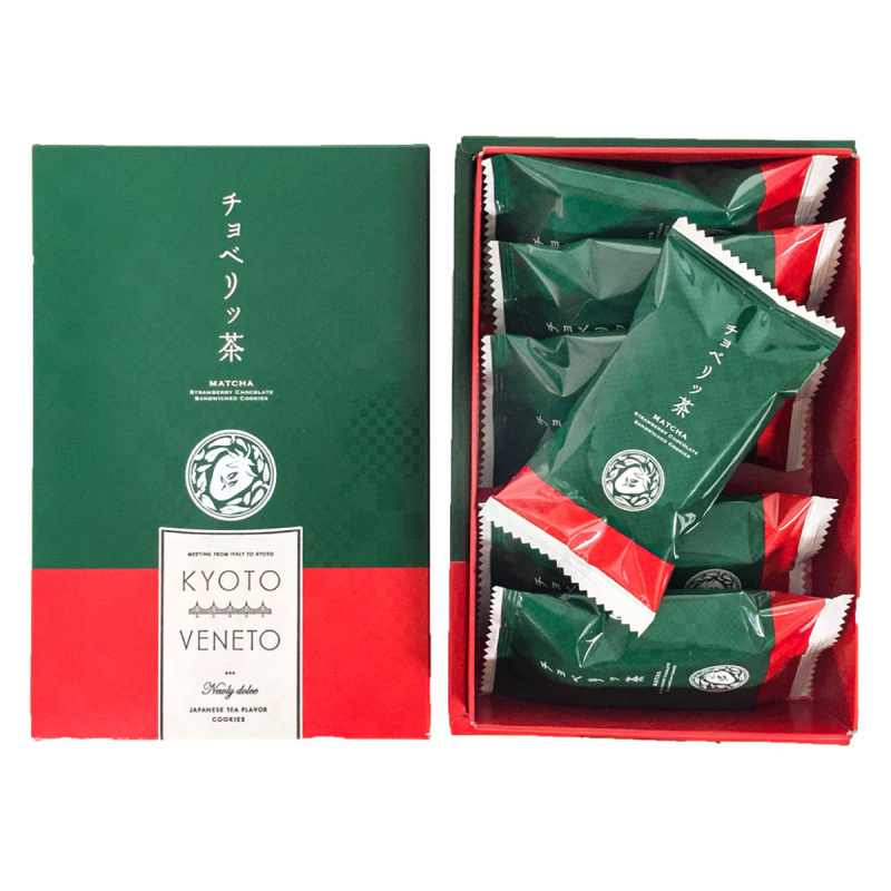 日本 京都派 Kyoto Veneto 草莓士多啤梨白朱古力夾心 宇治抹茶厚切曲奇 禮盒 (1盒6件)【市集世界 - 日本市集】