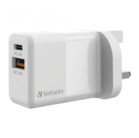 Verbatim 2 Port 20W PD & QC 3.0 USB 充電器 66633