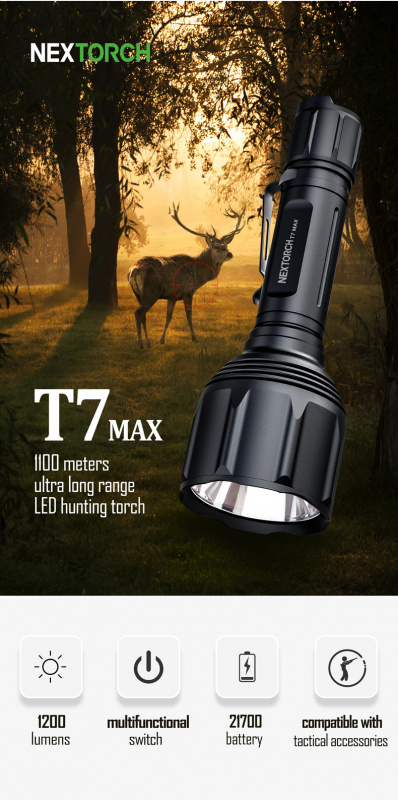 NEXTORCH T7 MAX 1.1km 1200lm 21700 Hunting Kit 電筒套裝