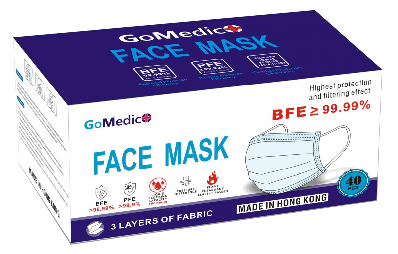 GoMedico Adult Surgical Mask Level 3  成人口罩 (40片獨立包裝)