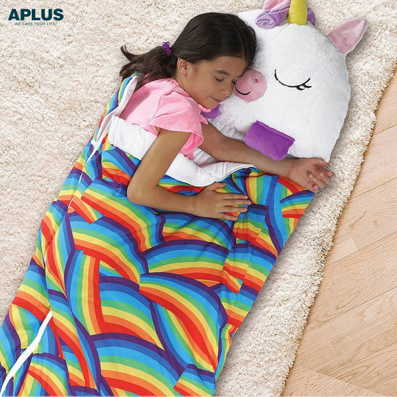 兒童午睡枕頭動物睡袋可摺合2 合 1 睡袋柔軟舒適保暖