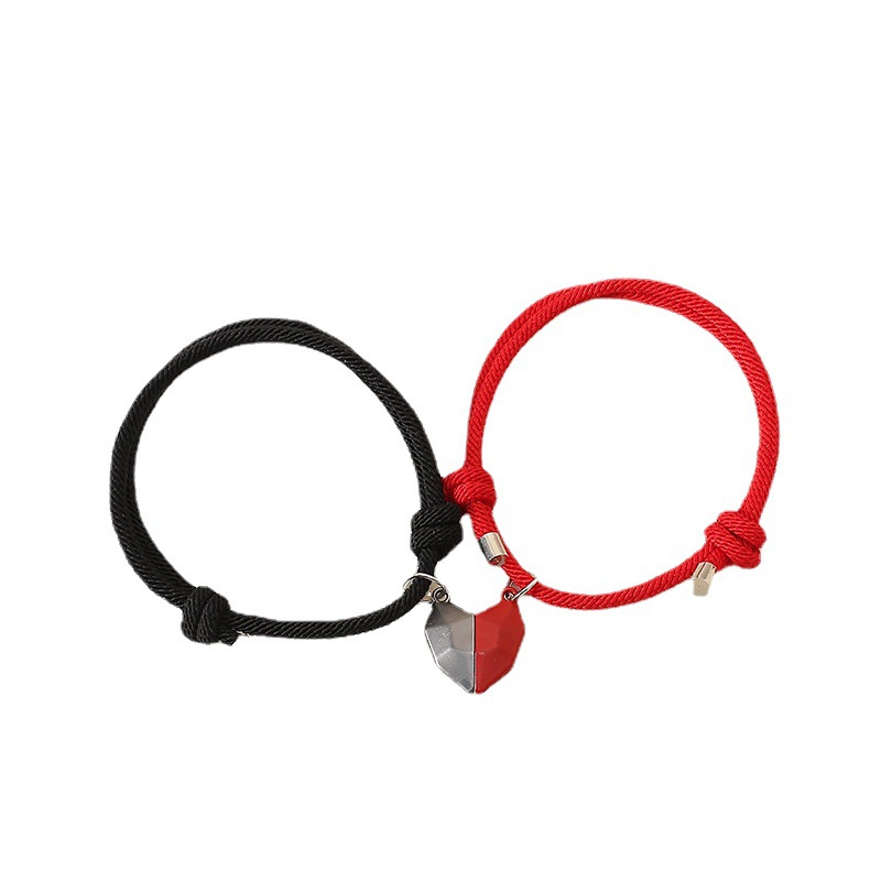 2 件套情侶磁性心型吊飾手鍊