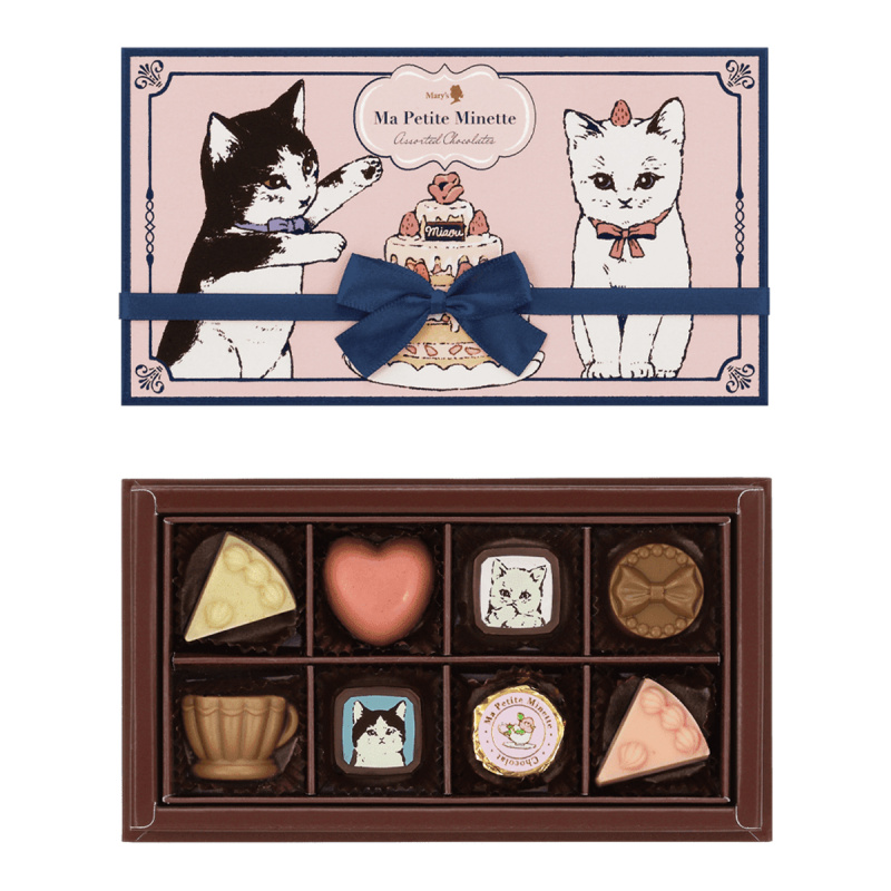 日本Mary's 寵幸貓咪 小貓下午茶 雜錦朱古力禮盒 (1盒8件)【市集世界 - 日本市集】