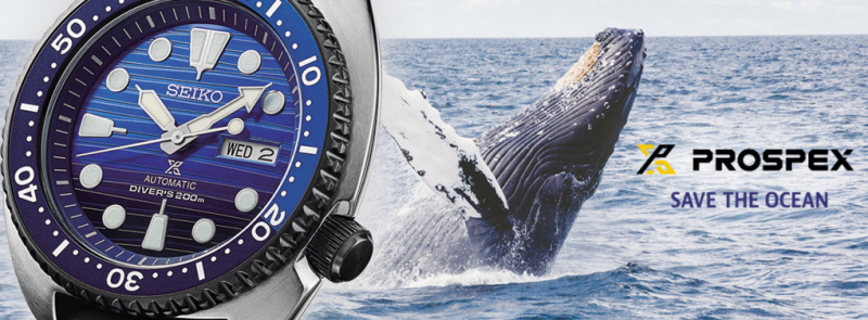 Seiko PROSPER 最新「Save the Ocean」愛海洋 別注版限量款 自動機械腕錶 SRPC91K1 (藍鯨鮑🐳)