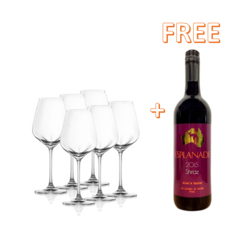 澳洲Woodsoak 幻境西拉2015 750ml [1支] + Lucaris 水晶杯紅白葡萄酒通用款 [6隻]