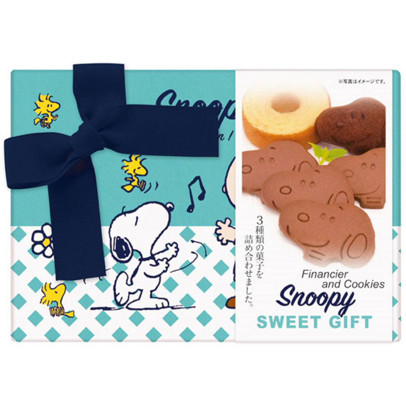 日版Snoopy 史努比 & Woodstock 超限定 粉藍 立體頭像雜錦餅乾禮盒 (1盒6件) (126)【市集世界 - 日本市集】