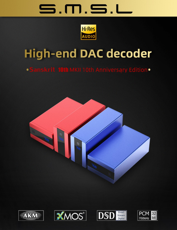 S.M.S.L Sanskrit 10th MKII Décodeur HiFi AK4493 - 768KHz/32Bit USB DSD256 - Noir