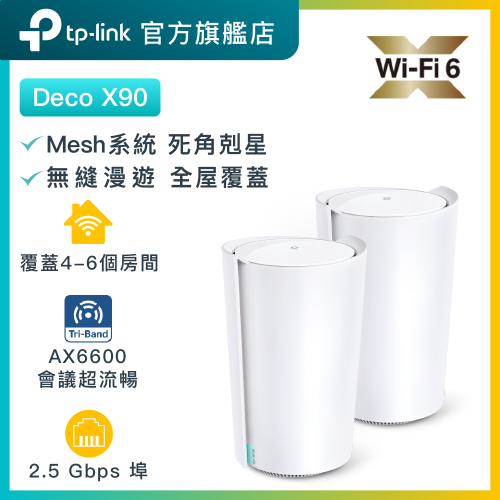 TP-Link Deco X90 三頻AX6600 WiF6 無綫路由器Mesh系統（2件裝）