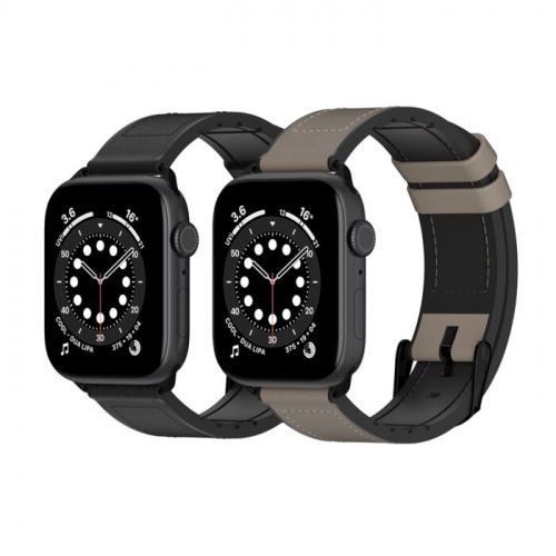 Switcheasy Apple Watch 7/6/5/4/SE (42/44/45mm) Hybrid 矽膠真皮錶帶