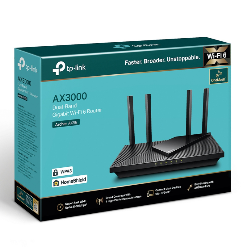 TP-Link AX3000 Dual-Band Wi-Fi 6 路由器 | Archer AX55
