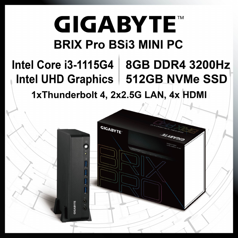 Gigabyte GB-BSi3-1115G4 Compact PC (Intel Core i3 4.1GHz)
