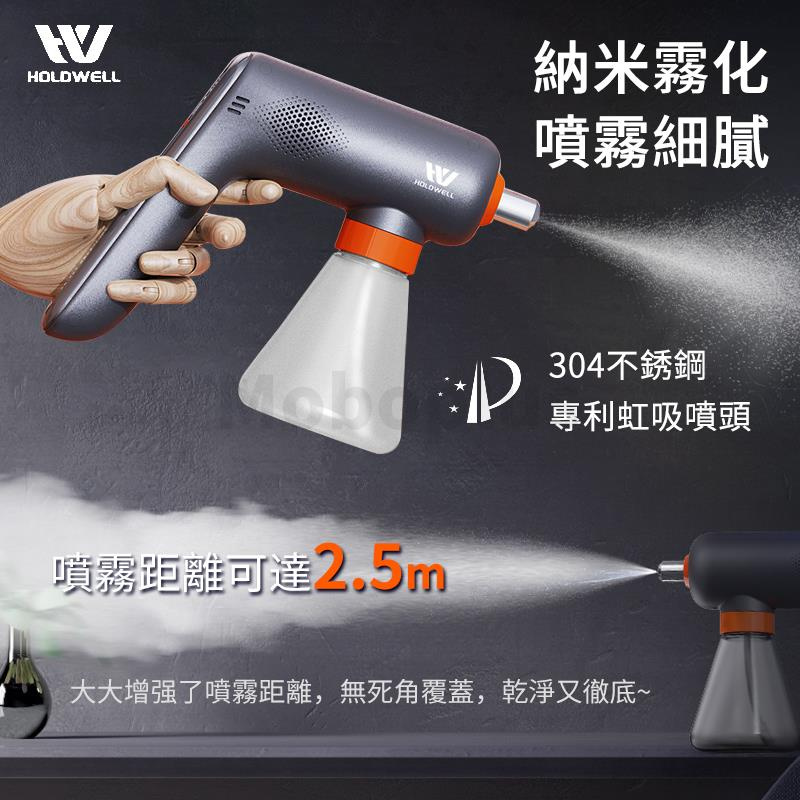 HOLDWELL Power Spray HW03 無線納米藍光霧化消毒槍 [送100粒CLO2消毒片]