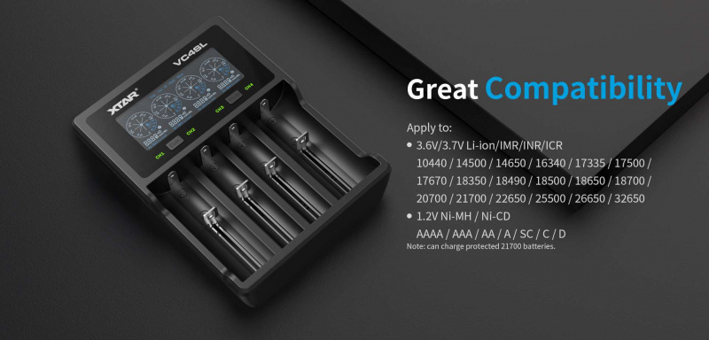 {MPower} XTAR VC4SL QC 3.0 USB LCD Charger 充電器 ( 適合 18650 / 21700 / 2A / 3A ) - 原裝行貨