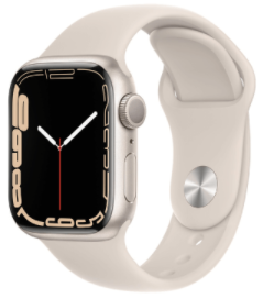 Apple Watch Series 7 (GPS) 41 毫米星光色鋁金屬錶殼配運動錶帶 MKMY3