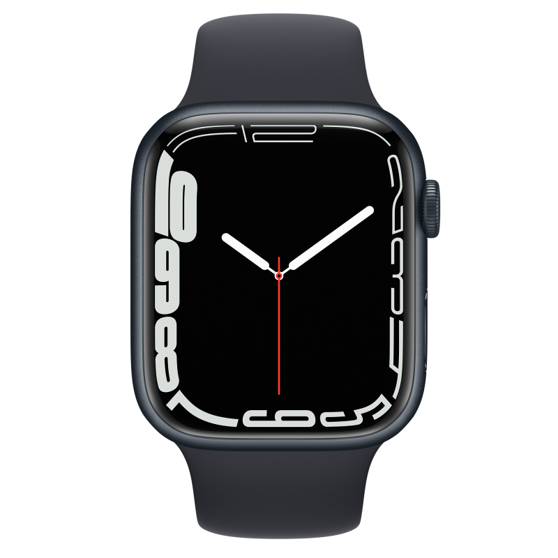 Apple Watch Series 7 (GPS) 45 毫米午夜暗色鋁金屬錶殼配運動錶帶 [MKN53]