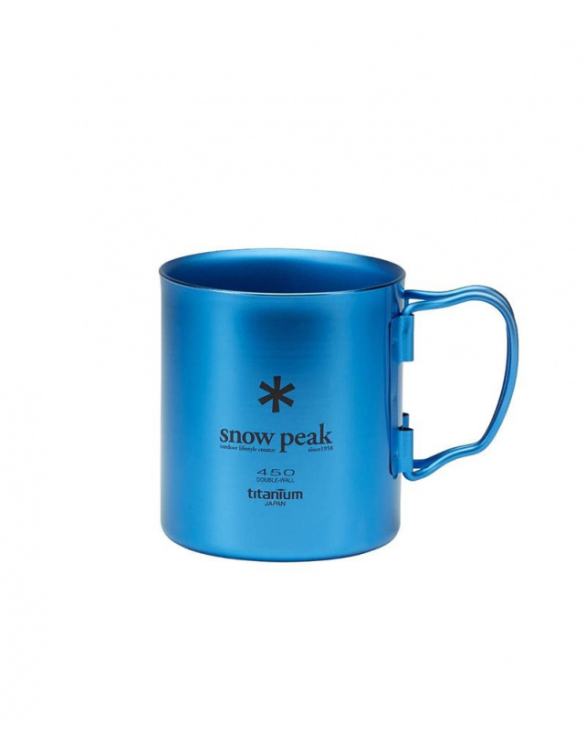 Snow Peak 鈦金屬雙層杯 450ml [藍色] [MG-053BL]